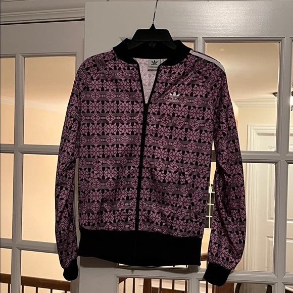 Adidas Originals Women’s Printed Track Jacket Magic Berry and Black Size XS - Picture 4 of 9
